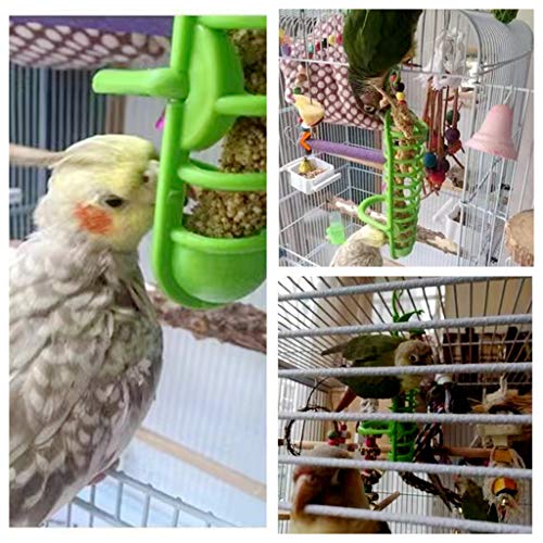 Parrot Bird Treat Holder- Hanging Plastic Bird Food Feeders for Fruit Vegetable Grain Wheat, Parrots Feeder Basket Foraging Toys for Birdcage, Bird Cage Feeding Device for Conures Parakeets Cockatoos - Thumbnail 3