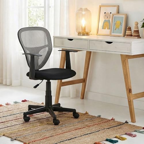 CARO-Möbel Kinderdrehstuhl Studio - Ergonomischer Schreibtischstuhl mit Armlehnen, Verstellbar, schwarz/grau - Ideal für Kinder, Atmungsaktives Mesh, Leichter Aufbau [bis 80kg]