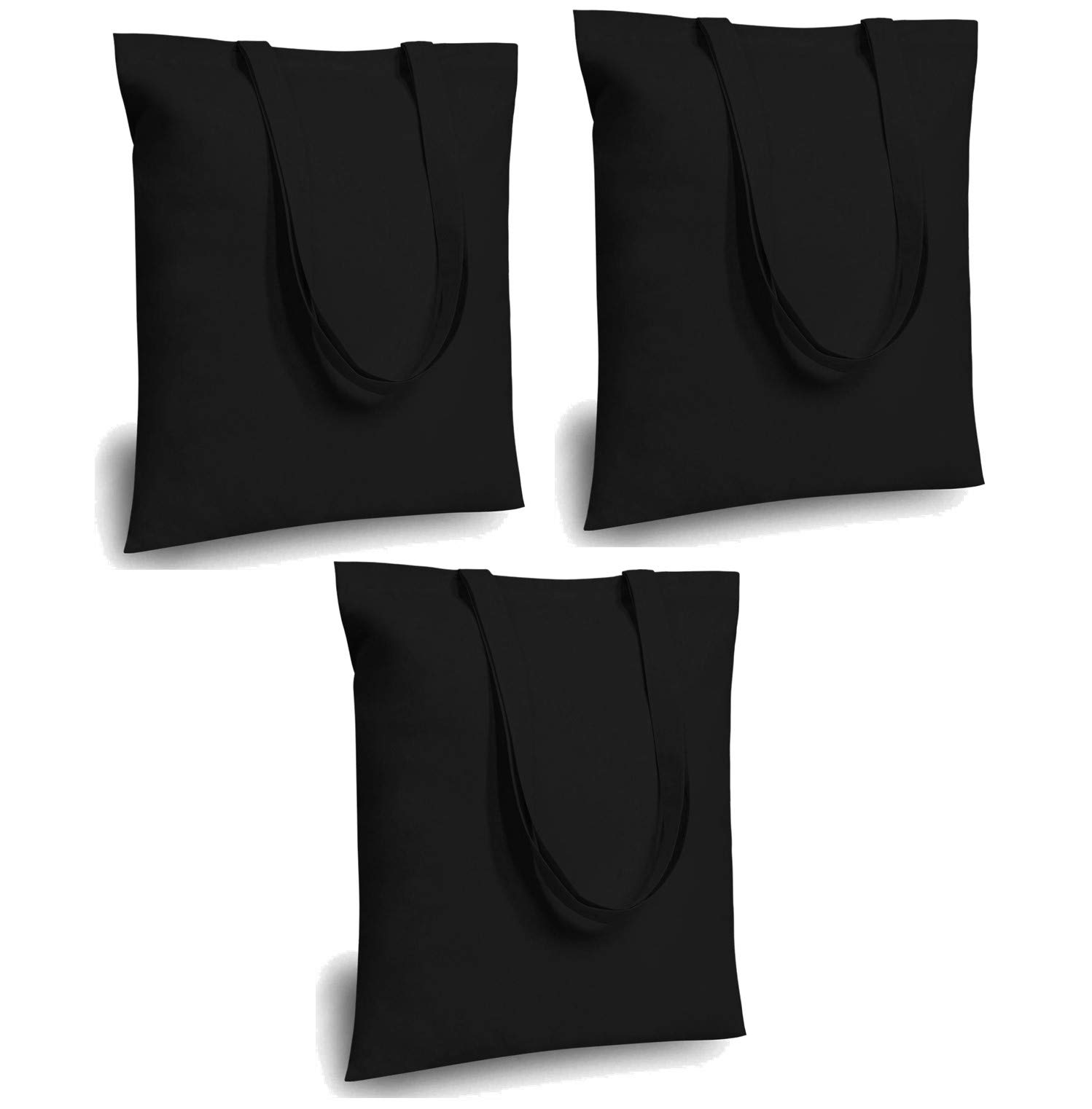 Lify Cotton Canvas Tote Bags Bulk Shopping Bag for Crafts, DIY Reusable Grocery Bag, 14 X 16 Inch – 3 Piece Pack, Black- 3Pcs, 14’’ (35.56 CM) x 16’’ (40.64 CM)