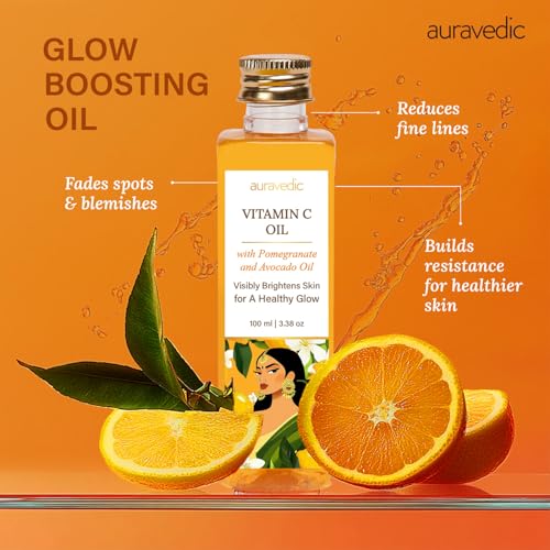 Auravedic Vitamin C Face Oil | with Rosehip, Avocado and Vitamin E | Natural & Organic Skin Moisturizer | Ayurvedic Facial Massage Oil for Soft, Smooth Skin | 3.38 Fl Oz (100ml) - Image 4