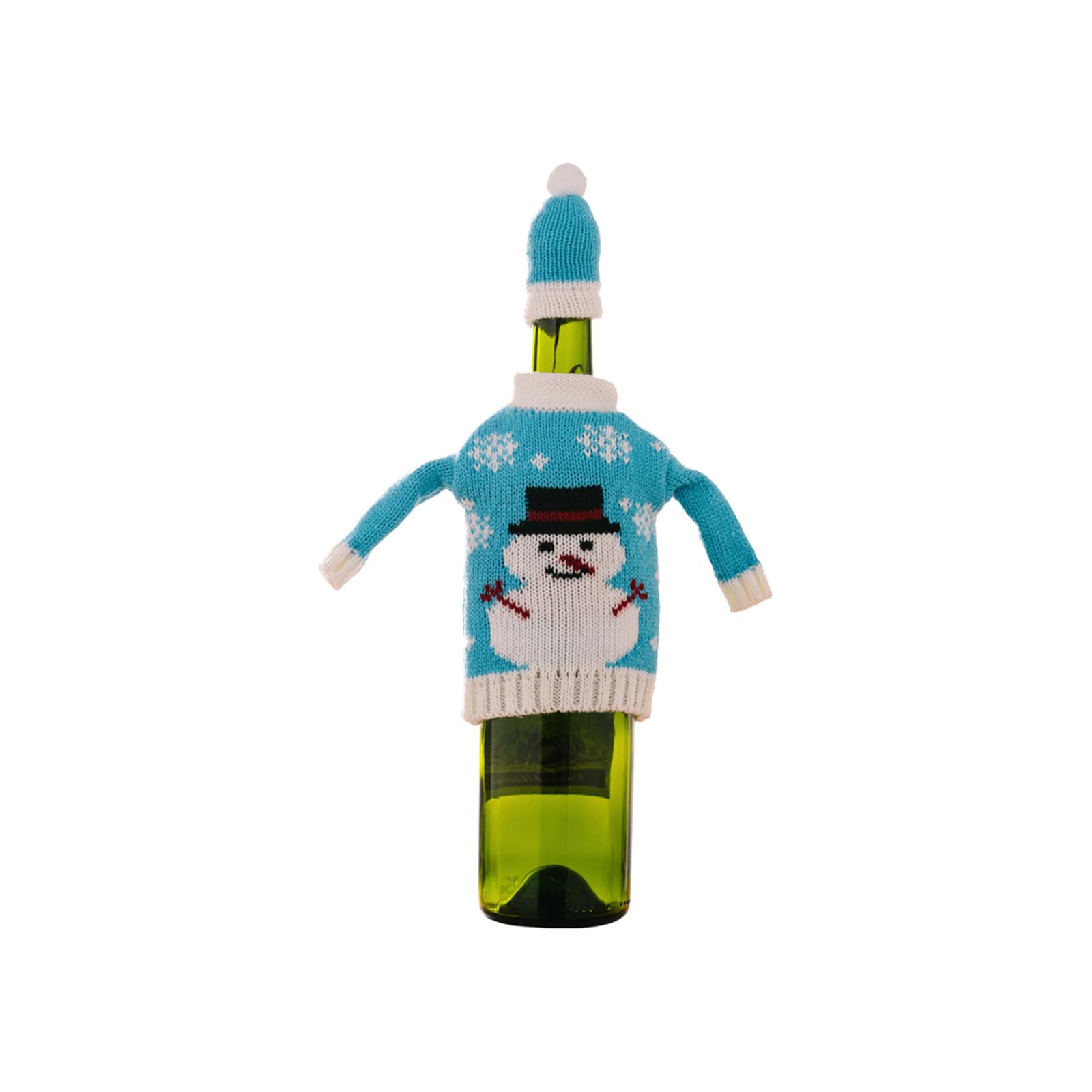 carotoe Festival Knitted Bottle Sweater Snowman Pattern Christmas Decoration Practical Wine Cover for Dining Table Arrangements Snowman Wine Bottle Cover Christmas