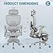 JUMMICO Ergonomic Office Chair with Massage Heated, Reclining Mesh Office Chair with Footrest and 6D Armrest Executive Computer Chair with Adjustable Headrest and Lumbar Support for Home Office Gaming