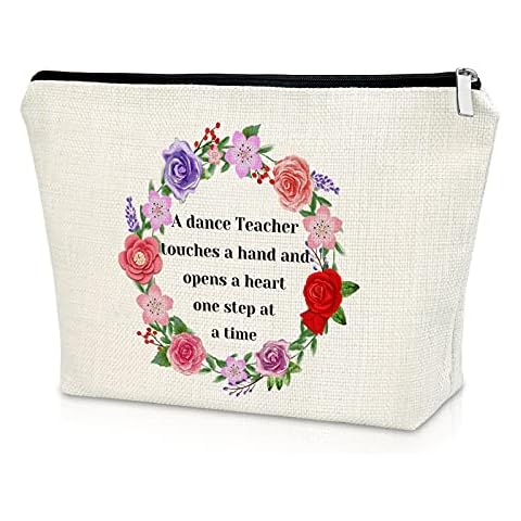 Sazuwu Dance Teacher Thank You Gift Makeup Bag Dance Teacher Appreciation Gifts Cosmetic Bag Teacher Retirement Gifts from Student Funny Dance Lover Gifts Birthday Christmas Gifts Travel Pouch Cover