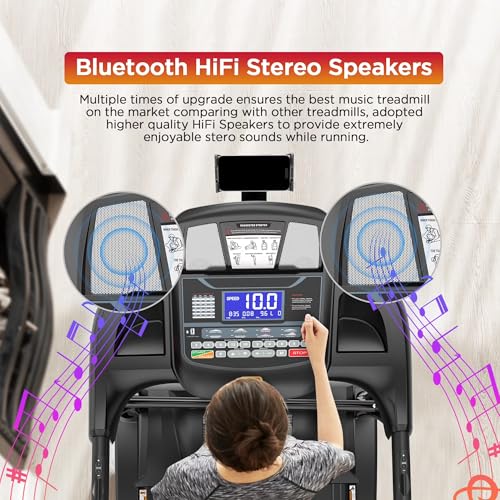 Image of 5 HP Folding Treadmill with 0-15% Auto Incline, 10MPH Speed, 400lbs Capacity, Ultra-Wide 51x18 Inch Belt, APP Control, Bonus Fan & Knee Straps for Home
