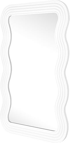 Miniatura 6 de CULER Espejo de pared rectangular para baño, casa de campo de 24 x 36 pulgadas con marco de madera para sala de estar, entrada, dormitorio (gris