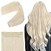 YoungSee Wire Hair Extensions Blonde Human Hair 12inch Wire Remy Hair Extensions Platinum Blonde Hair Extensions Wire Human Hair with Transparent Wire One Piece 80gram