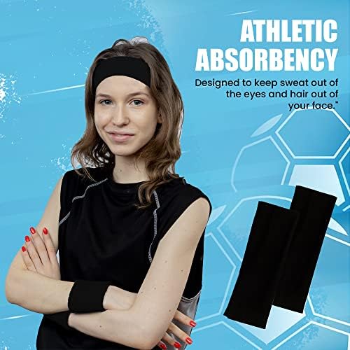 Fasce Gekvo nere unisex da 9 cm per capelli da donna. Fascia elastica per allenamento, yoga, trucco, corsa. Fascia per capelli traspirante traspirante (9 cm