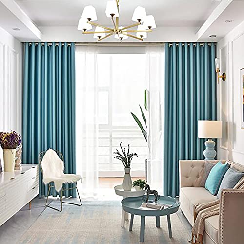 QTQHOME Lujo Seda Falsa Cortinas Opacas para Salón,Satén Cortina para Ventana con...
