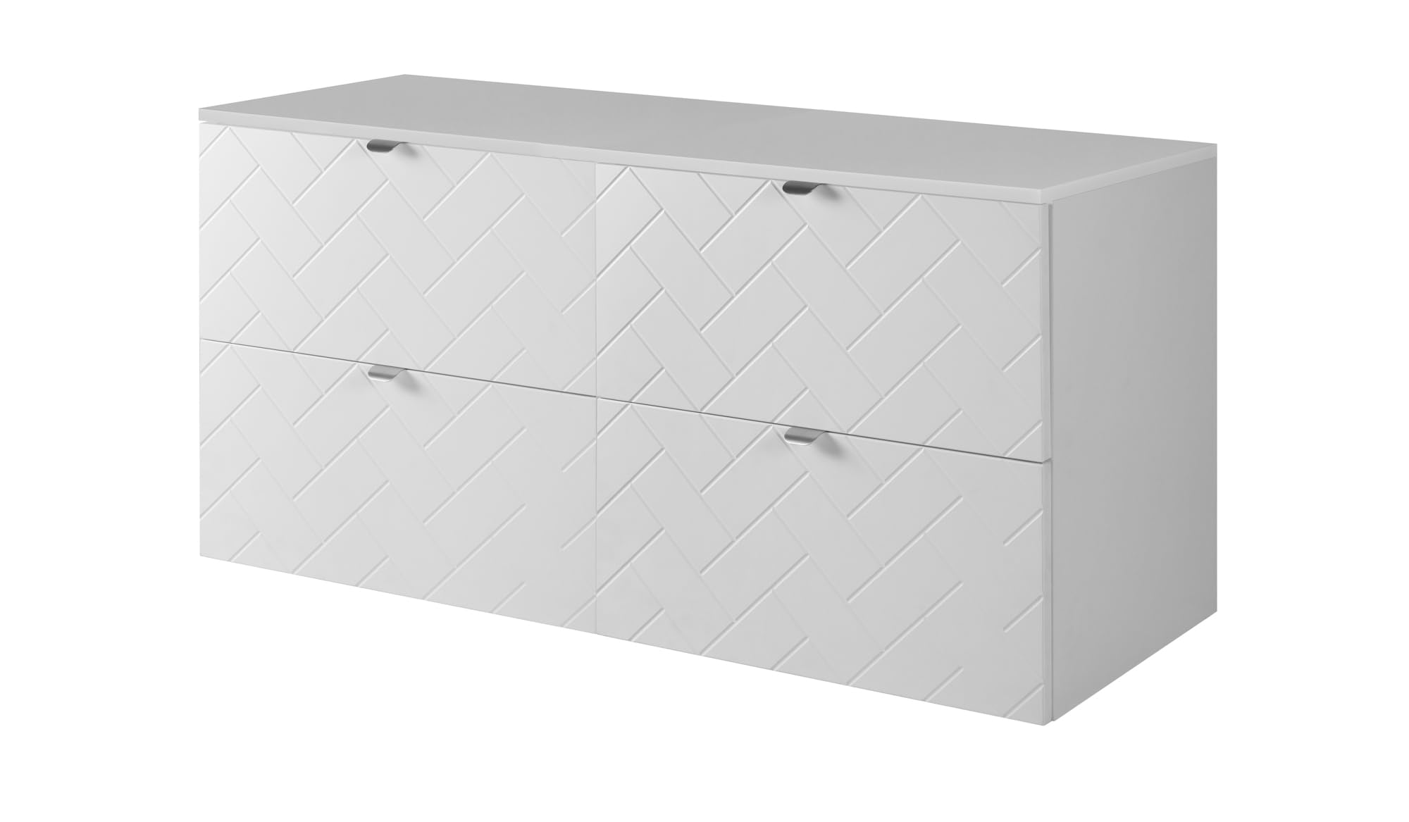 3xE living Mobile Bagno Sottolavabo Sospeso 120 cm, con Piano, Bianco, Maniglie Argento, 120 x 46 x 57 cm