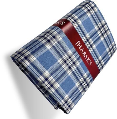 Image of JHABAK'S Cotton Blend Unstitched Checkered Fabric for Men - 2.35m Shirt Piece / 3m Kurta Piece - Width 36 Inches