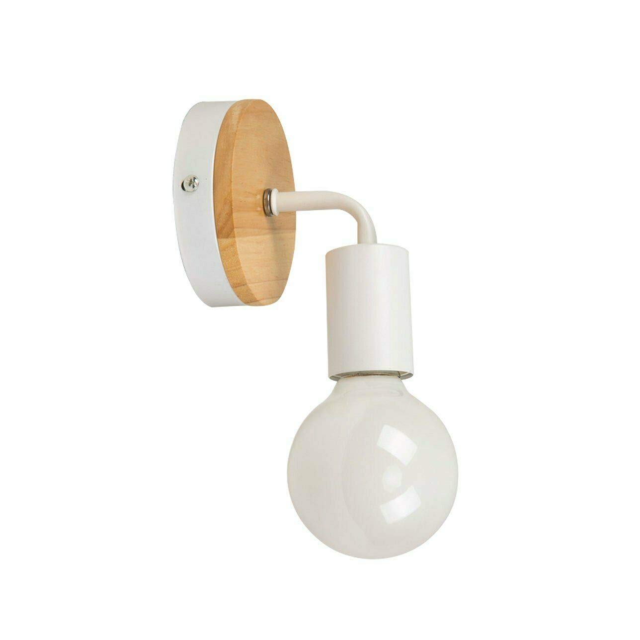 DC VOLTAGE Minimalist Wall Light Sconce E27 Base Modern Contemporary Reading Wall Lamp Nordic Creative Small Fixture, Wood Base and Iron Plate Aisle Solid Elbow Solid, Bedroom, Lighting (White)