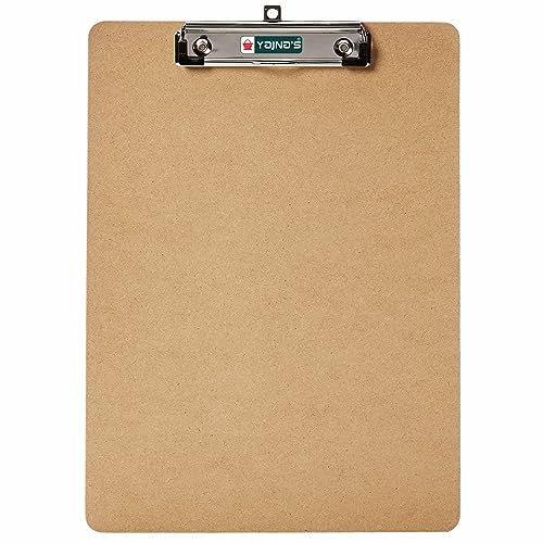 Image of YAJNAS Wooden Exam Board Exam Pad Size - 24 cm x 34.5 cm Hardboard Wooden Clipboard, Exam pad for Kids, Girls, Boys, Students and Artists (Brown)