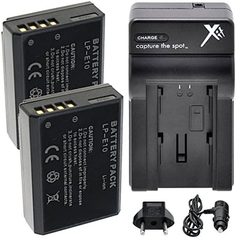 LP-E10 Battery (2) Extended Life Li-Ion Batteries for Canon EOS Rebel T3 T5 T6 Kiss X50 Kiss X70 EOS 1100D EOS 1200D EOS 1300D Digital Camera Two Pack + AC/DC Rapid Charger Fully Decoded
