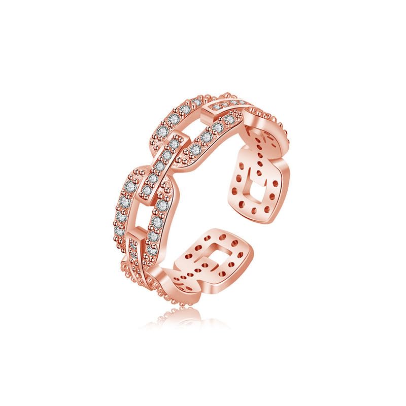 Rose Gold Plated White American Diamond Korean Finger Ring-image-39