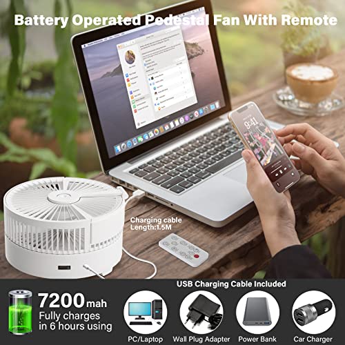 Portable Oscillating Standing Fan With Remote Control Light, Rechargeable Fan Small Desk Fan With Misting Timer 4 Speeds 7200Mah Folding Quiet Usb Fan Personal Floor Fan Pedestal Fans For Home Bedroom #TOP5