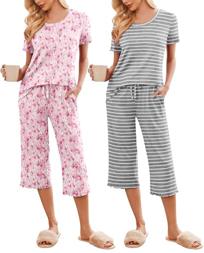 Ekouaer Women's Pajamas Set 2 Pack with Pockets - 20% Off