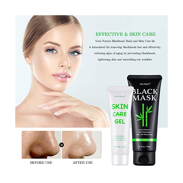 Blackhead-Remover-Mask-4-in-1-Charcoal-Peel-Off-Face-Mask-Skin-Care-Gel-Extractor-Tools-Silicone-Brush-Deep-Cleansing-Peel-Mask-Blackhead-Mask-Kit-Vara-Nature Vara Nature Blackhead Remover Mask 4-in-1 | Charcoal Peel Off Face Mask & Skin Care Gel & Extractor Tools & Silicone Brush | Deep Cleansing Peel Mask | Blackhead Mask Kit