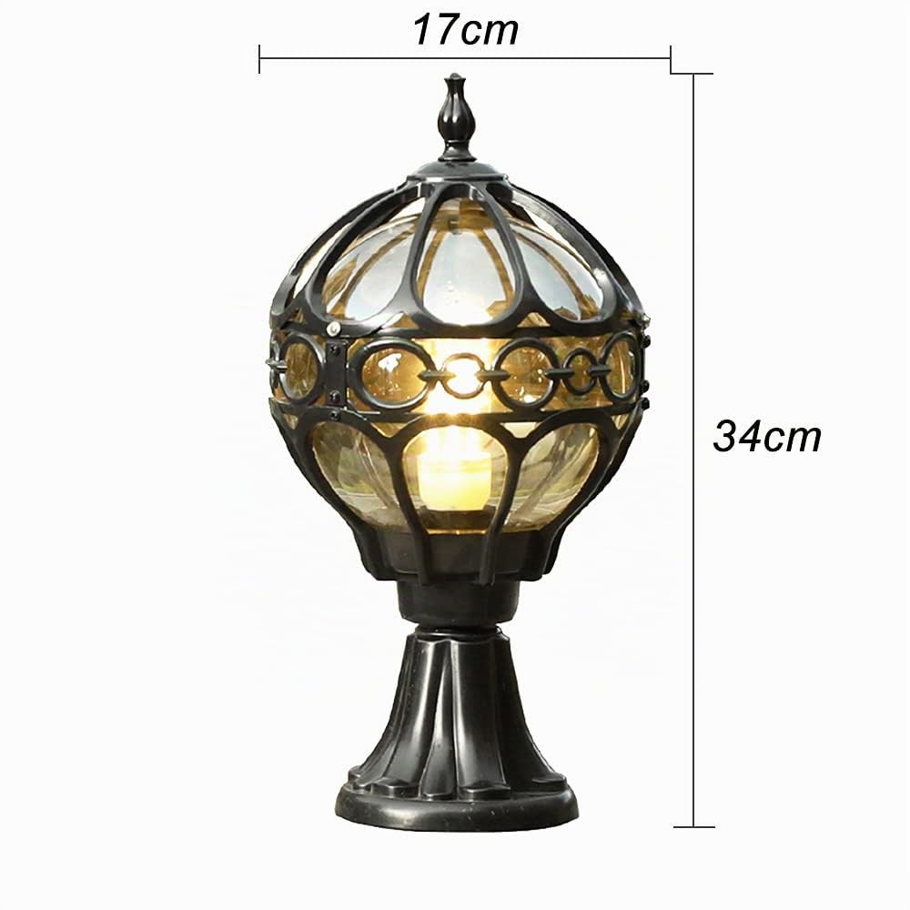 Mengjay Trade Antique Lampe Pilier Exterieur,Étanche Jardin Lampadaire Extérieur Rétro Lampe Pilier Portail Lampe De Chemin Sentier Terrasses Patio Cour Lampes De Poteau,Noir