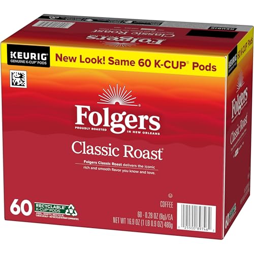 Image of Folgers Classic Roast Coffee, Medium Roast, Keurig K-Cup Pods, 10 Count Box (Pack of 6)