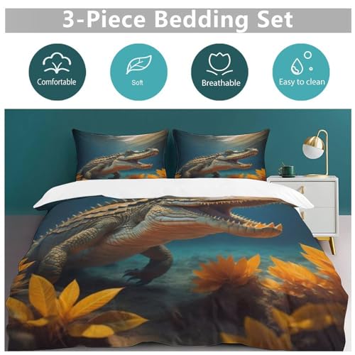 Housse de couette crocodile en microfibre douce anti-plis taille King - 4