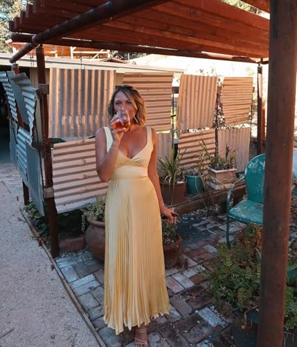 Satin Bridesmaid Dresses for Women Midi V-Neck Prom Dress Pleated Formal Evening Gowns3