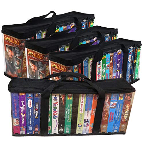 Evelots VHS Storage Bag-Movie Organizer-Video Tape-Handles-Hold 36-No Dust-Set/4