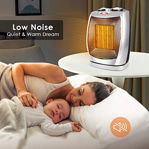 Space Heater, Portable Space Heater with Adjustable Thermostat-1500w with Overheat Protection & Tip-Over Protection Personal Mini Heater Overheat Protection and Safety Cut-Off For the Home and Office - Thumbnail 7