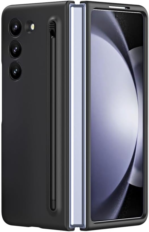 for Samsung Galaxy Z Fold 5 4 3 5G Case with Touch Pen Slim Pen Slot Ultra Thin PC Protective Cover for Z Fold 3 4 5,Black with Pen,for Galaxy Z Fold 5