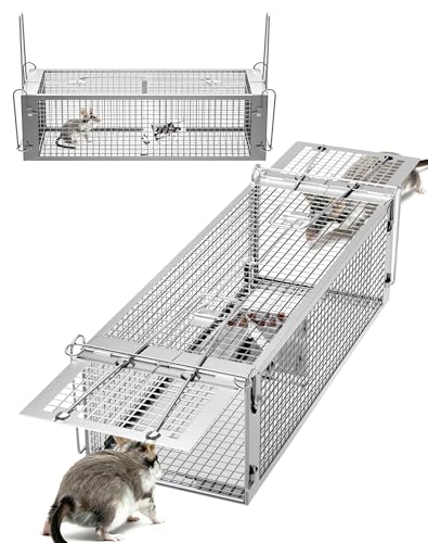 1x Rattenfalle Lebend Groß 40cm mit Zwei Türen Lebendfalle Ratte XXL Mausefalle Siebenschläfer Falle Rat Trap Innen Außen Tierfalle Wiederverwendbar