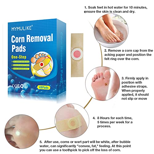 MYMULIKE Corn Remover Pads,48 Corn Removal Pads, Wart Remover, Corn Removal Plaster with Hole