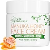 Wild Naturals Manuka Honey Face Cream for Dry Skin - Cream Moisturizer for Sensitive Skin - Soothing & Redness Relief for Dry Skin - Face, Hand & Body Moisturizer for Women & Men