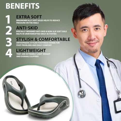Image of DOCTOR HEALTH SUPER SOFT Men's EVA Flip Flops | Lightweight Cushioned Comfortable Thong Slippers | Anti-Skid Waterproof Soft Footbed Daily Wear Beach Bathroom Indoor Outdoor Flip Flops