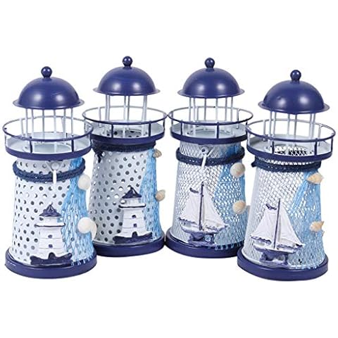 PRETYZOOM Nautical Lighthouse Candle Holders Cover