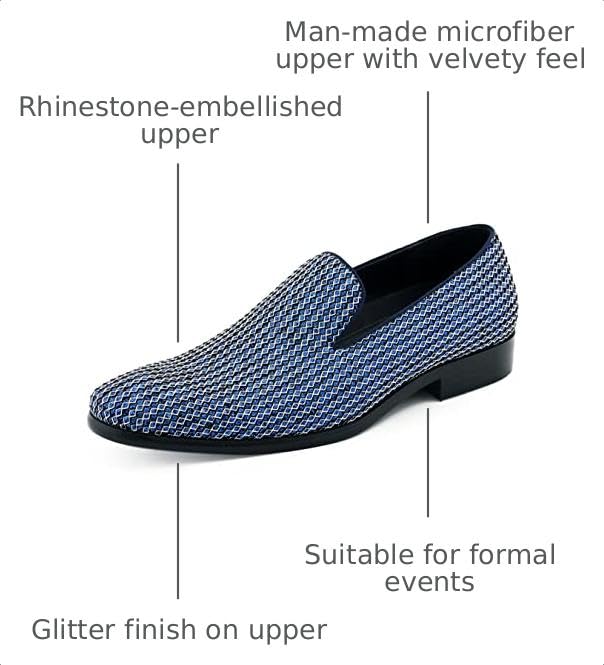 Image of Amali Men's Embellished Velvet Tuxedo Loafers, Smoking Slippers