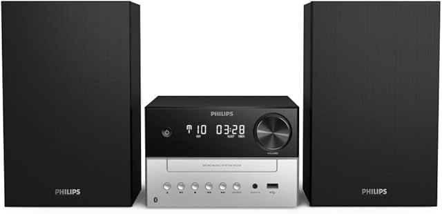 Philips Audio M3205/12 Micro Music System with Bluetooth (Hifi System, FM Radio, USB, CD, MP3-CD, USB Port for Charging, 18 W, Bass-Reflex Loudspeakers, Digital Sound Control)