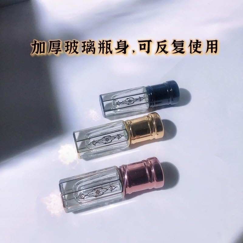 Mini Bottiglie di Profumo da Viaggio, Atomizzatore di Profumo Mini Rotolo di Profumo su Bottiglia 3ml Contenitore Semplice Vuoto Portatile Bottiglia di Olio Essenziale in Vetro Placcato Oro Ricaricabi