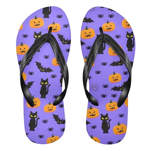 Burbuja Cats Bats Pumpkins Flip Flops for Women Men, Soft Thong Sandals Rubber Slippers for Pool Beach Essentials