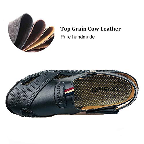 Sandália masculina casual de couro com bico fechado da UPIShi para uso ao ar livre, atlética, praia,