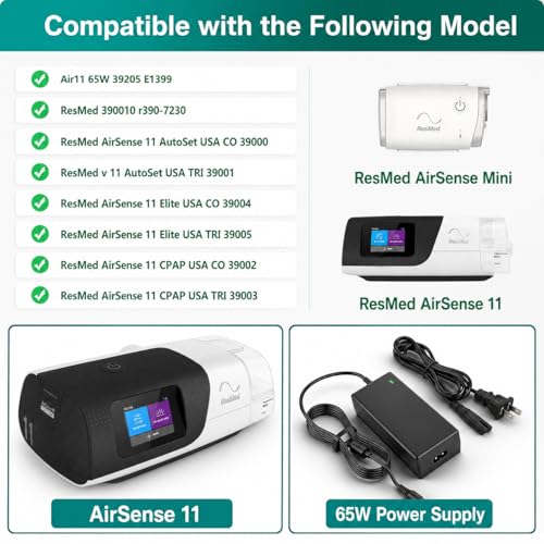 from haoranli 65W 24V 2.71A Power Supply Charger for ResMed AirSense 11 AutoSet Elite CPAP, AirSense 11 Power Cord Replacement, Compatible with Air11 39205 E1399 390010 R390-7230 - Image 3