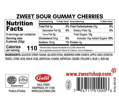 Zweet Sour Gummy Candy Cherries 10 Ounce – Sour Kosher Candy, Halal Candy – Resealable Pack Of Sour Gummy Candy (Pack Of 3) #TOP1