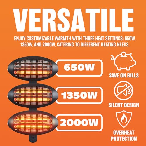2kw Patio Heater - Garden Free Standing Electric Warmer Safety Protection Outdoor Quartz 2000w 240v | 3 Heat Settings | Stay Warm This Winter | Adjustable Height 2kw Patio Heater - Garden Free Standing Electric Warmer Safety Protection Outdoor Quartz 2000w 240v | 3 Heat Settings | Stay Warm This Winter | Adjustable Height