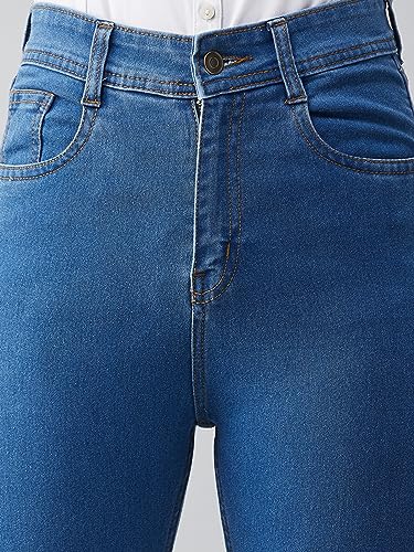Image of Dolce Crudo Women's Skinny Fit High Rise Cropped Length Stretchable Denim Jeans