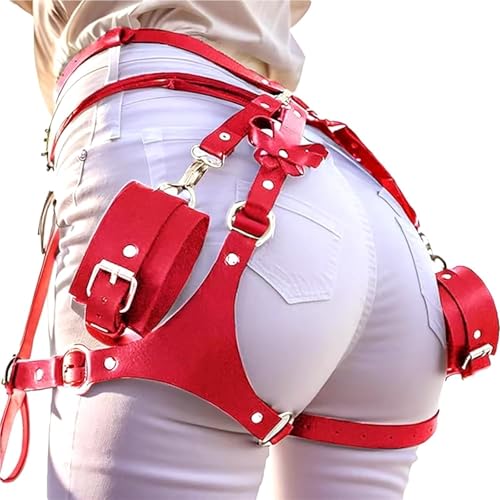 Women Gothic Leather Thigh Harness – Adjustable Leg Belt for Lingerie, Cosplay, Carnival & Punk Party Outfits