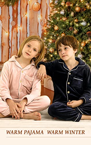 BANGSAUR Kids' Clothing Set, Coral Fleece Clothing, Button Down Winter Warm Long Sleeve Clothing, Boys Girls 3-12 Years3