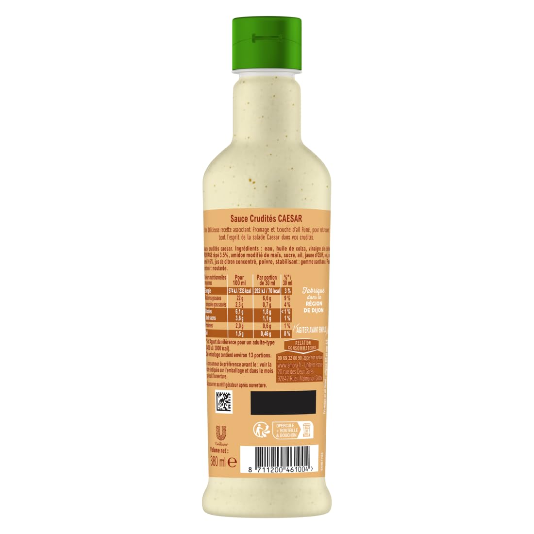AMORA - Surowy sos Cezara - ser i wędzony czosnek - Made in Dijon - 380 ml