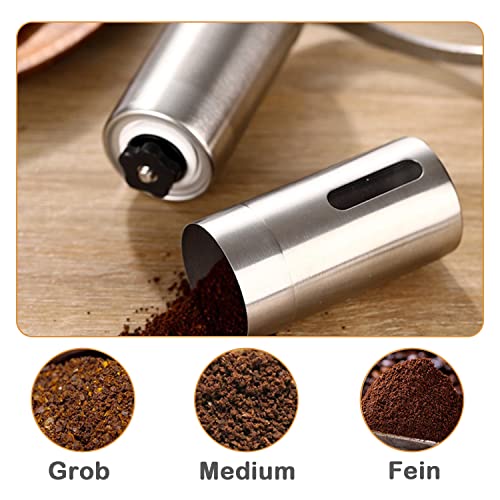 Kaffeemühle manuell, aus Edelstahl Feinstes Kaffeearoma Dank Stufenloser Mahlgradeinstellung & Präzisem Keramik… – Bild 3