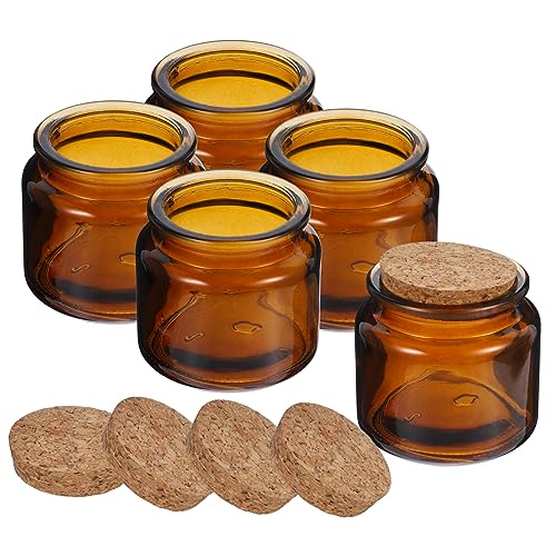BESPORTBLE Tarros De Cristal Para Velas - Pack De 5 Tarros Pequeños De 100 Ml Con Tapas De Corcho - Perfectos Para DIY y Velas Aromáticas Recipientes Ideales Para Decoración y