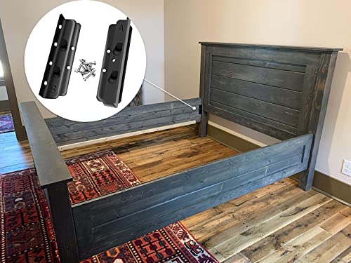 Herbert-Fty Bed Rail Brackets Durable Non-Mortise Bed Frame Hardware Bracket - Bed Rail Fasteners Hooks Headboard & Footboard To Side Rails - Screws & Instructions Included (Set Of 4, Black) #TOP1