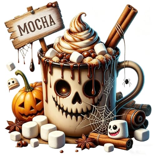 Image of KYOQFVN Halloween Counted Cross Stitch Kits for Adults, 11CT Stamped Cross Stitch Kits for Beginners, Needlepoint Cross-Stitch Horror Patterns Embroidery Kits Arts and Crafts for Home Decor 14x14 Inch