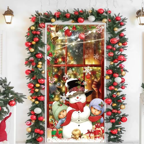 Rot Weihnachten Türdeko Banner Deko, 90 * 185cm Schneemann Geschenk...